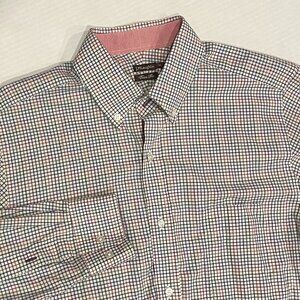 J. McLaughlin Men's M Cotton‎ Plaid Button-Down Long-Sleeve Dress Shirt